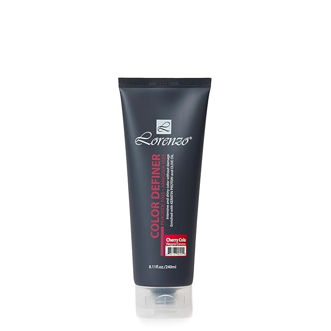 L Lorenzo Color Definer Cellophane 8.11fl.oz/240ml | Peroxide &amp Ammonia Free | Glossy hair Brilliant color without Damaged Hair | Stain Remover Inside (Cherry Cola 240ml / 8.11Fl.Oz)