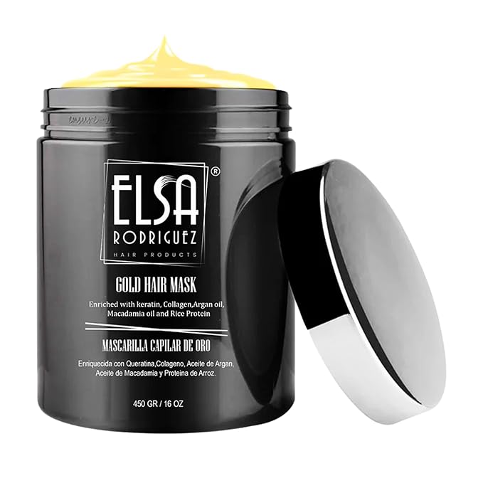 Gold hair mask treatment deep conditioner for dry damaged hair enriched with products natural keratincollagenargan oil macadamia &amp rice protein repairing hair mask of 16Oz.