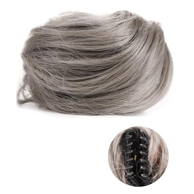 messy bun hair piece 1/2 PCS Mini Claw Clip in Messy &amp Cat Ears Short Synthetic Curly Wavy Hair Bun Extensions Wig Accessory Updo Hairpieces for Women Girls bun hair pieces for women ( Color : FB0