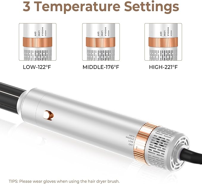 Hair Dryer Brush6 in 1 Professional Hot Air StylerPowerful Air Curling Wrap StylerNegative Ionic Hair Dryer Fast Drying Multi Hair Stylerfor Curling Volumizing Straightening Styling