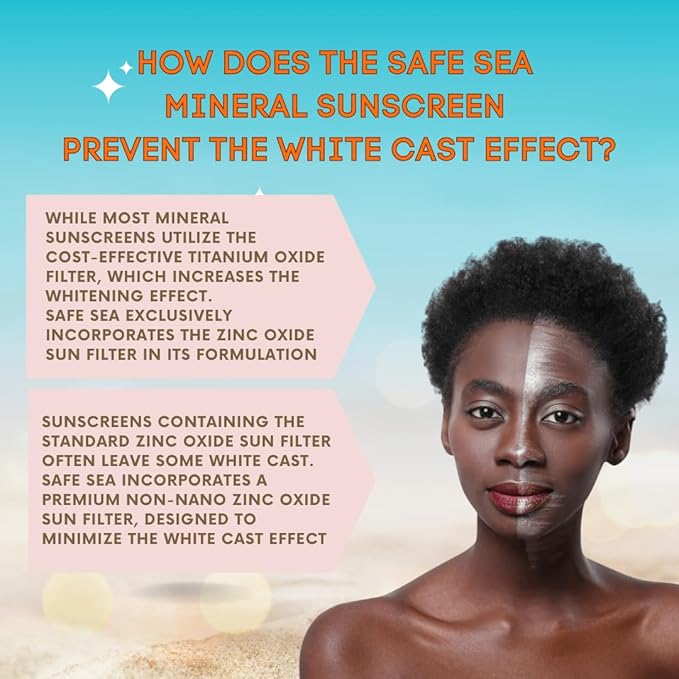 Safe Sea Zinc Oxide Sunscreen SPF50 | Clear Mineral Face Sunscreen Without White Cast | Anti-Jellyfish Sting Protective Lotion | Coral Reef Safe | Travel Size - 2Oz (60ml) Pack of 3