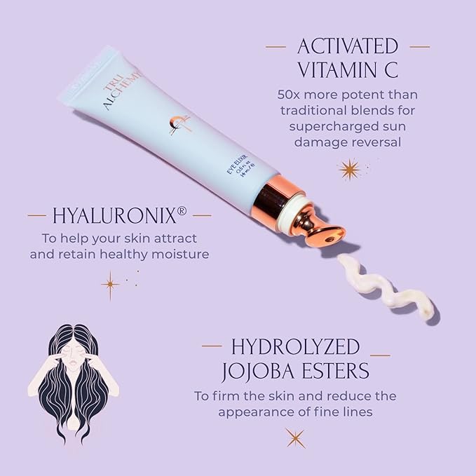 Tru Alchemy Eye Elixir Cooling Eye Treatment Cream - Dark Circle Eye Cream for Puffiness and Bags Under Eyes - Caffeine Hyaluronic Acid Vitamin C