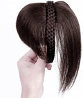 10 Women Human Hair Braided Headband Hair Piece Clip in Hairband Braids Human Hair Extensions Twist Braid Human Hair Topper with Bangs Dark Brown