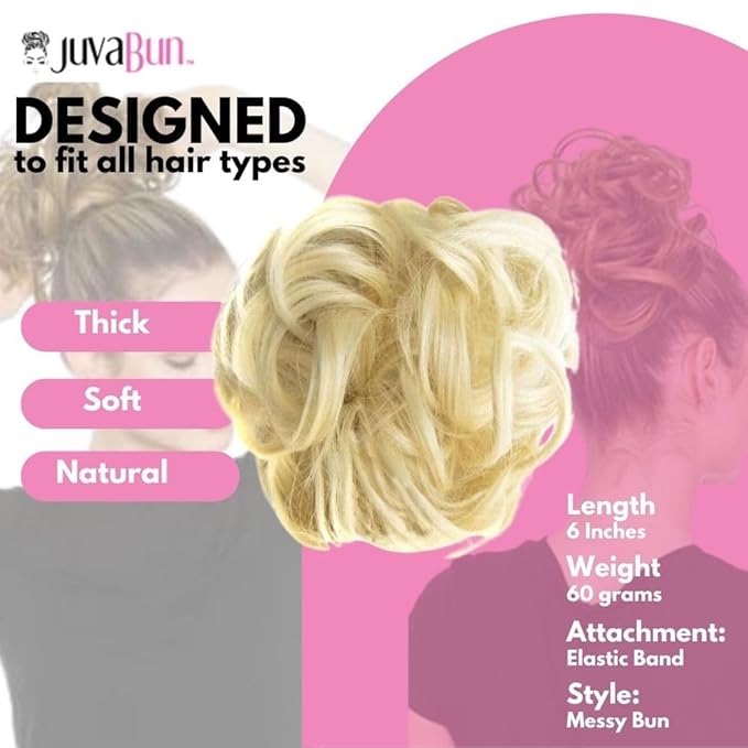 Juvabun Messy Bun Pure Blonde Hair Piece Human Hair Blonde ? Natural Soft Updo Look Secure &amp Lightweight Hair Bun Extensions For Women messy bun hair piece