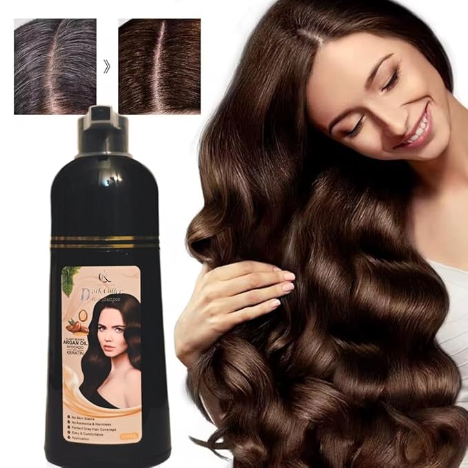Hair Color Shampoo (Dark Coffee) ? Argan Oil Avocado &amp Keratin | No Ammonia | Perfect Grey Coverage | Hair Moisturizing &amp Nourishment | Easy At-Home Application