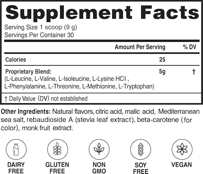 Advanced Bionutritionals ? Advanced Amino Powder Amino Acid Supplement Build Muscle Post Workout Recovery EnergyNon-GMO Gluten Free Dairy Free Vegan (30 Servings) (9.52oz Citrus Zest)