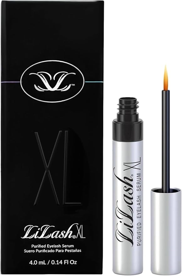 LiLash XL Eyelash Serum to Grow Longer &amp Fuller-Looking Lashes - Eyelash Growth Enhancer Safe for Use with Contacts Lash Extensions Sensitive Eyes - Vegan &amp Cruelty-free (4mL 6-Month Suppl