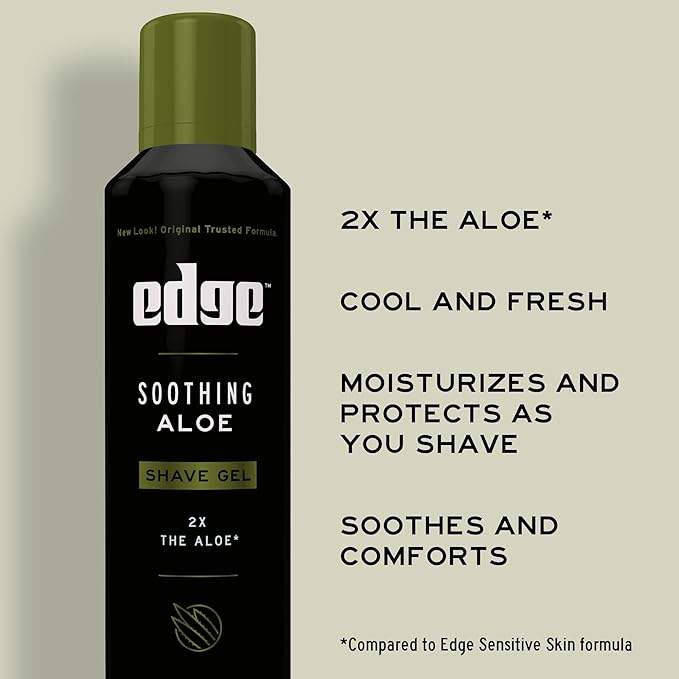 Edge Shaving Gel for Men Soothing Aloe with Twice The Aloe (6 Pack) - Shave Gel For Men That Moisturizes Protects and Soothes To Help Reduce Skin Irritation