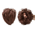 EARSHOT Hair Buns Hair Piece 1 Piece Ball Head Wig Ring Natural Fluffy Long Beard Curly Hair Ring Ponytail Braid Hair Extension Hair Wig Bag Bun Hair Accessories For Girls (Color : Dark auburn)