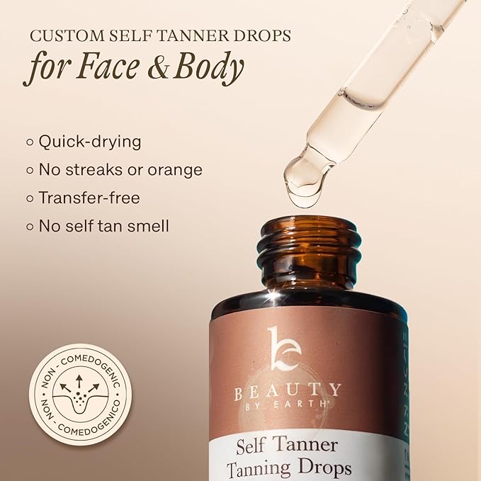 Self Tanning Drops for Face - USA Made with Organic &amp Natural Ingredients Bronzing Face Tanning Drops with Aloe Vera Non Toxic Self Tanner for Sunless Fake Tan &amp Natural Glow Cruelty &amp