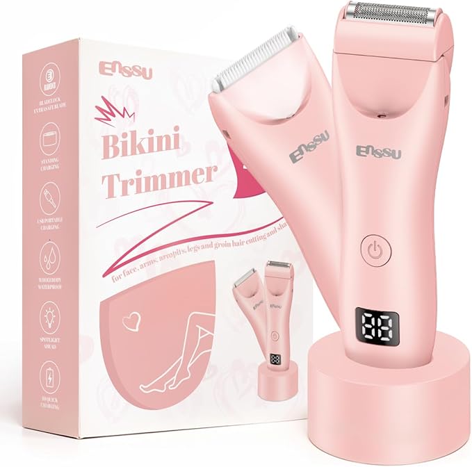 2in 1 Bikini Trimmer Electric Razors for Women with LED LightRechargeable Body Pubic Hair Trimmer Women with LCD Display Lady Shaver for Leg/Arms/BikiniWaterproof Gift for Woman