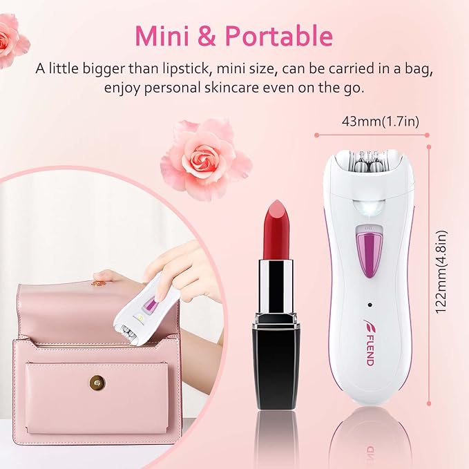 Epilator for Women Smooth Glide Epilator Facial and Body Hair Remover with LED Light Rechargeable Hair Removal Device for Face Bikini Armpits Arms and Legs