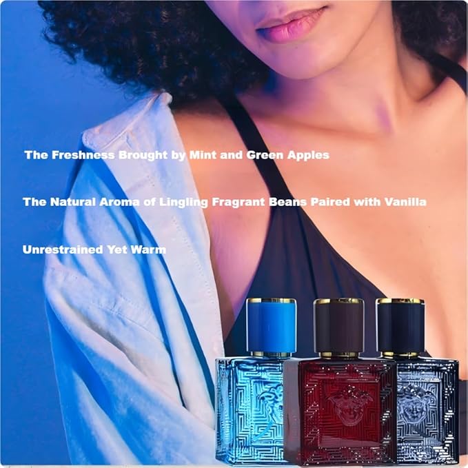 Mini Men's Perfume Eros Gift Set 3 Pieces Pheromone Cologne for Men Eau De Parfum Body Spray with Fruity and Floral Long Lasting FragrancesTravel Size 3x30ml