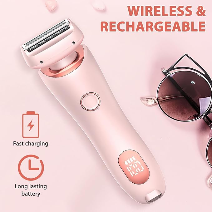 Dusk Razor for Women Silk Glide Pro Shaver Duskofficial Electric Razor for Women 2-in-1 Waterproof Painless Hair Removal Wet &amp Dry Shaver with Removable Head for Leg Arm Underarm Bikini Area (B