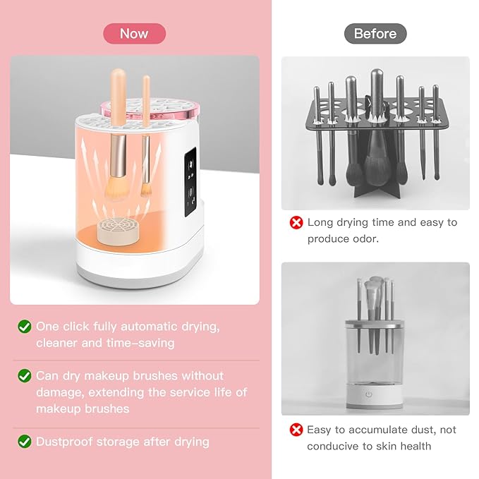 3-IN-1 Electric Makeup Brush Cleaner Machine and Dryer SBMKK Automatic Make Up Brush Cleaner Tool for All Size Brush Sponges Beauty Cosmetic Set