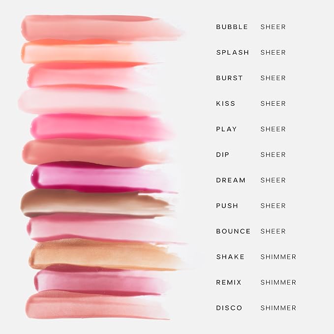 Saie Glossybounce - Hydrating Lip Gloss and Tinted Lip Oil Hybrid with Hyaluronic Acid &amp Jojoba Oil for Non-Sticky Ultra-Shiny Plump &amp Soft Lips - Everyday Makeup Essential - Burst (.17 oz)