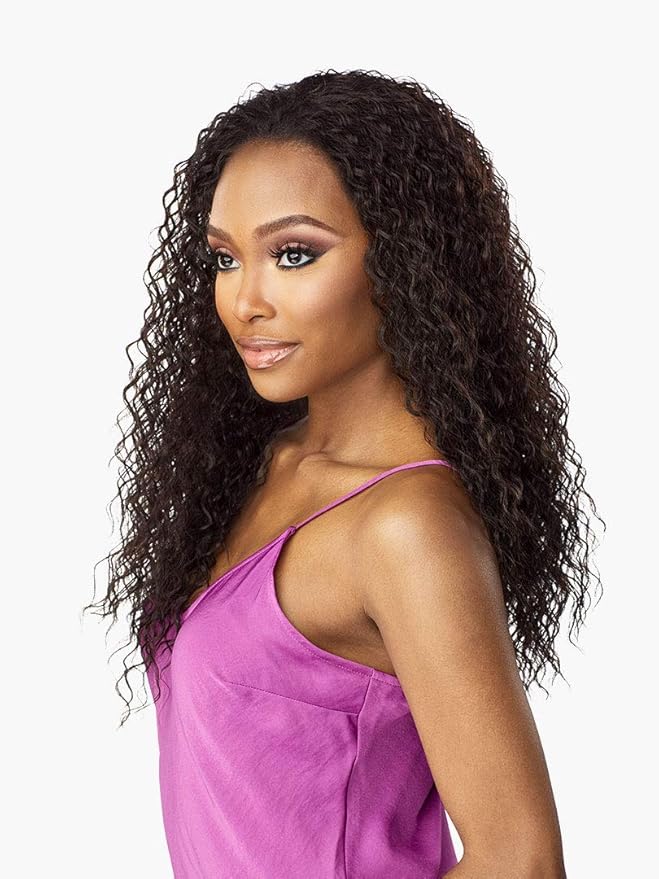 Sensationnel Instant Weave Half Wig - 2 Synthetic Blendwig Adjustable Drawstring for Seamless Hair Blending (1 JETBLACK)