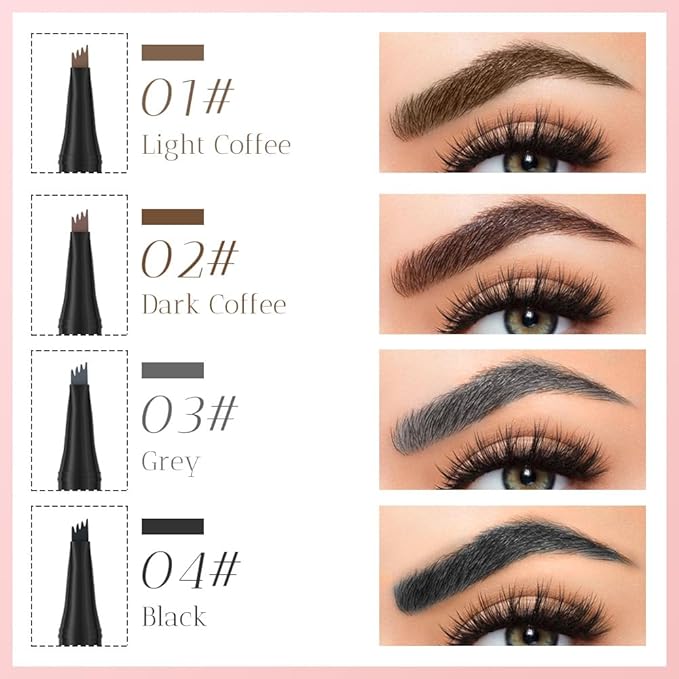 2026 New Microblading Eyebrow Pen Waterproof Eyebrow Pencil Eye Brow Pen with 4 Tip Premium Natural Magic Eyebrow Makeup Fine Stroke Contouring Pencil Long-Lasting Stay on All Day (Light coffee)