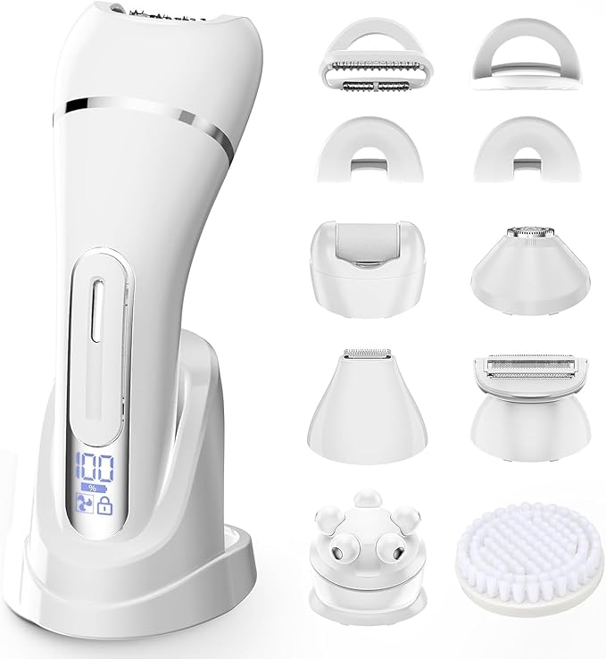 Electric Razors for Women Whole Body: 7 in 1 Hair Removal KitRechargeable Body Shaver - Wet Dry Hair Remover - Trimmer for Lady Face Underarms Public