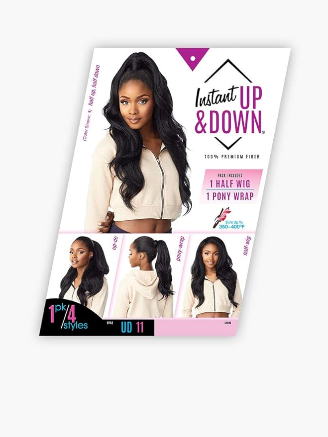 Sensationnel Instant Updown Halfwig Pony - Unit 11 4 Style in 1 Half Wig and Pony Wrap (4 MEDBROWN)