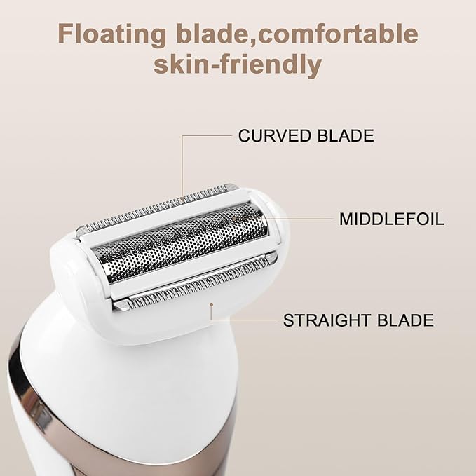 Electric Lady's Epilator2in1 for FaceChinArmLegArmpitBikini TrimmerShave&amp EpilateWide Head for Fast EpilationWet &amp Dry Lady Shaver2 Speeds