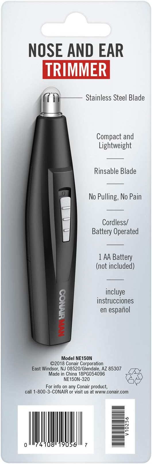 ConairMan Nose Hair Trimmer for Men For Nose Ear and Perfect for Travel Battery Powered
