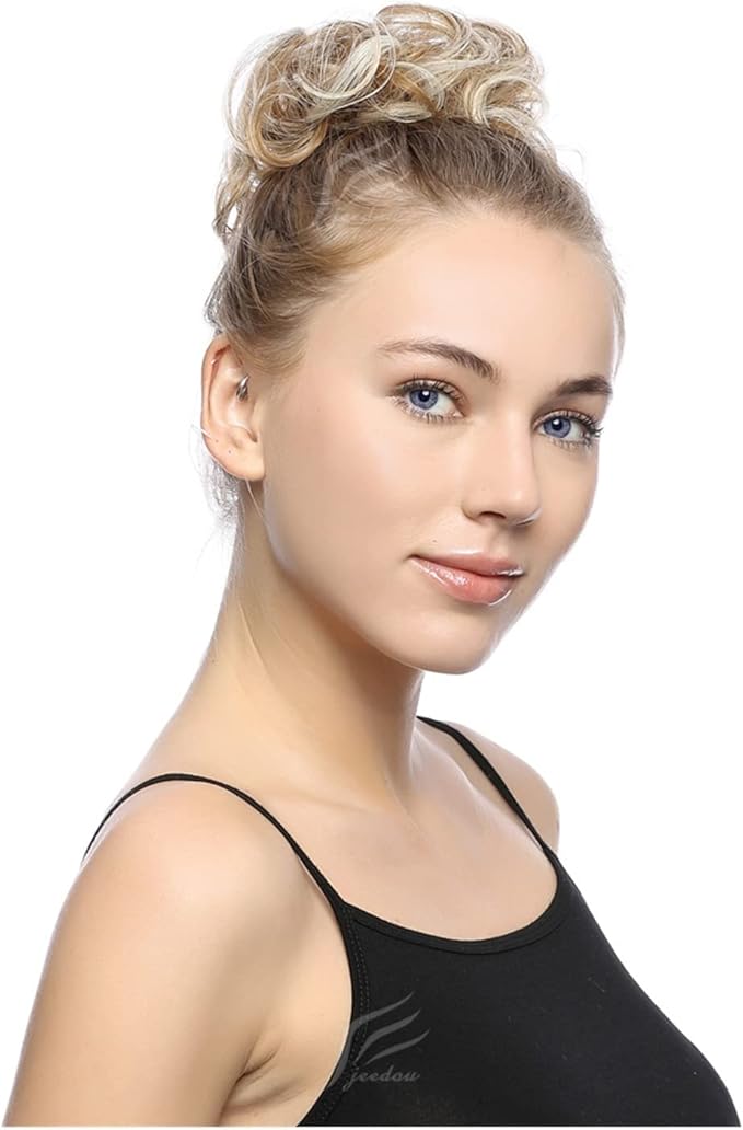 Hair Bun 1 Pack Messy Bun Hair Hoops Ponytail Hair Extensions Synthetic Donut Hair Bun Curly Wavy Hair Bun Wigs for Women Hair Bun Piece(99J)
