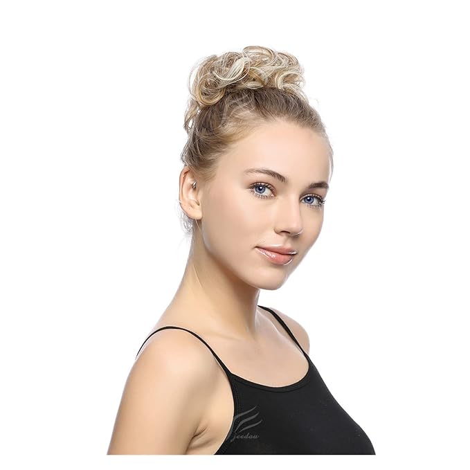 EARSHOT Hair Buns Hair Piece 1 Pack Messy Bun Hair Hoops Ponytail Hair Extensions Synthetic Donut Hair Bun Curly Wavy Hair Bun Wigs for Women Hair Accessories For Girls (Color : 27H613)