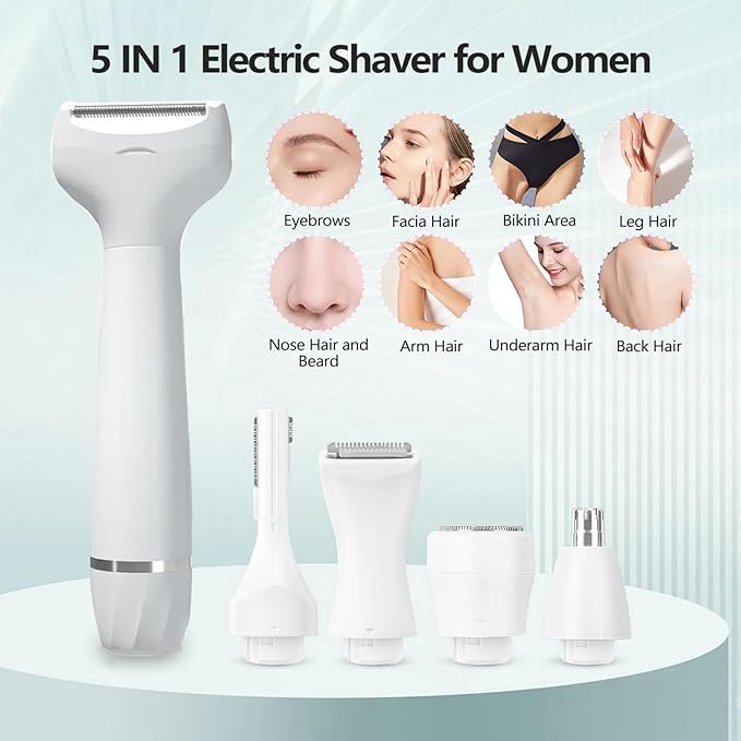 Pluxy Epil Pro 3.0 Women Face Epilator Pluxy Hair Removal for Face5-in-1 Painless Body Shaver and Facial Epilator Rechargeable Bikini Trimmer Female Shaver for Facial Legs Underarm Nose