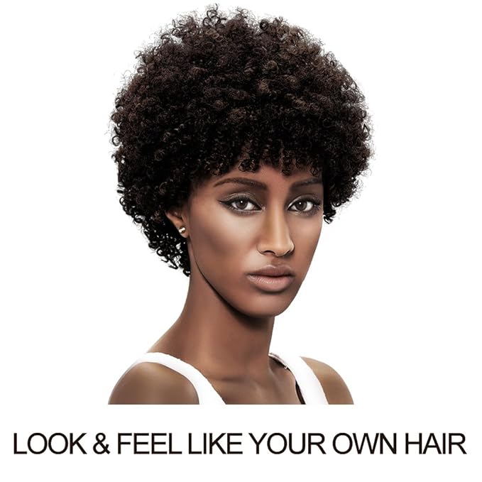 Style Icon Afro 5 Short Curly Wigs 100% Brazilian Hair Natural Spiral Curls - Afro Wigs for Black Women-Human Hair Wigs-Short Capless Wigs