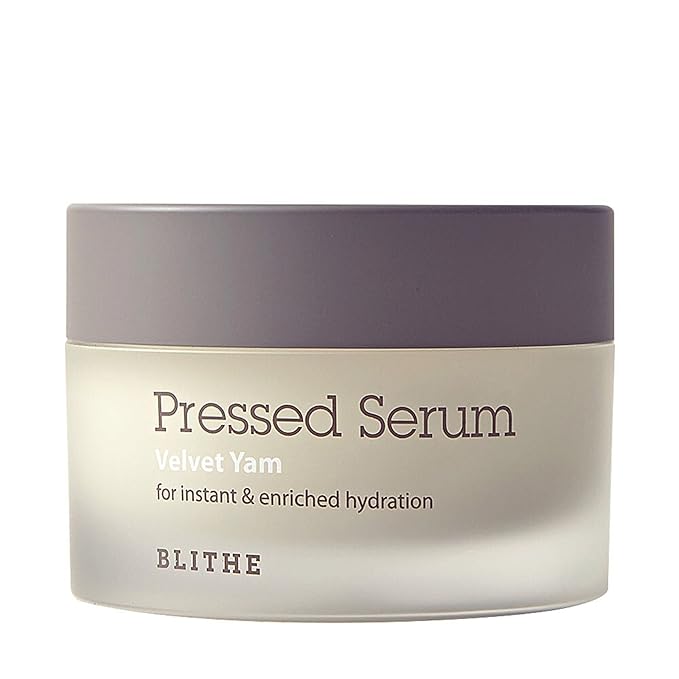 BLITHE Pressed Serum 68.79% Wild Yam Moisturizing Serum with Cream Texture for Women Vegan Mucin Safe for Sensitive Skin Korean Skincare 1.68 Fl Oz