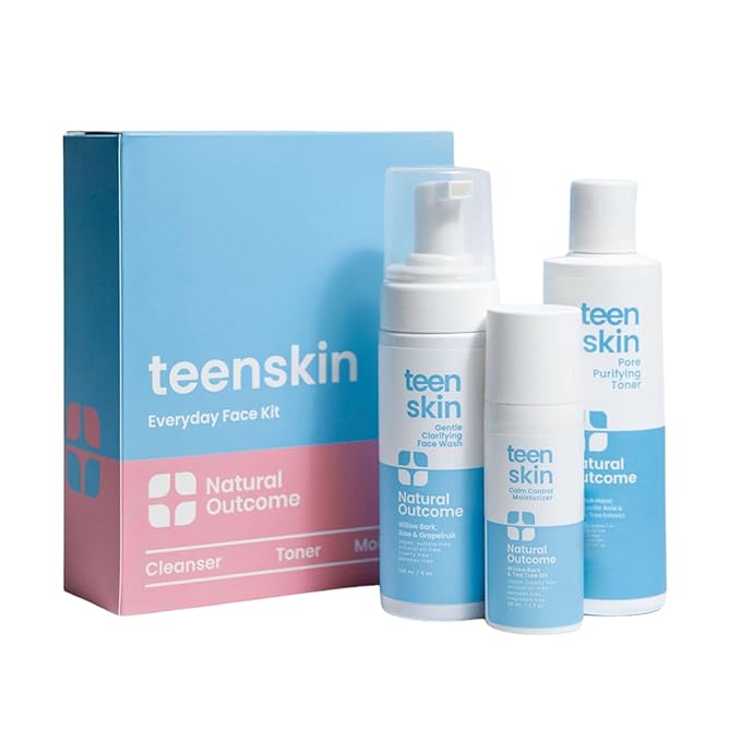 Teen Skin Care Kit 3-Step | Acne Face Wash Skin Care Regimen | Teen Skin Face Wash Toner &amp Moisturizer | Perfect for Teens Preteens &amp Kids Looking to Prevent Acne | 3 Pc Kit by Natural Outco
