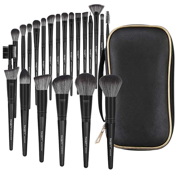 MAGEFY Makeup Brush Set 22 Pcs Premium Synthetic Makeup Brushes Foundation Eyeshadow Brush Powder Blush Concealers Brush Set Travel Makeup Brushes with Case(Black)