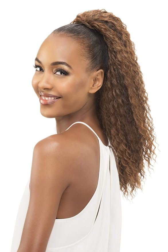 Lemon Pocket Bun Ponytail Color 613 - Vivica Fox Wigs 21 Length Loose Straw Curl New Futura Synthetic Extension Drawstring Combs Bundle MaxWigs Hairloss Booklet