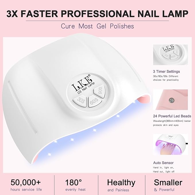 LKEE Gel Nail Polish Kit with U V Light 108W 65 Pcs Gel Nail Polish Set All Season Gels Nail Kit Essential Manicure Tools for DIY Nails Art Gifts for Women (D3-36SET-SKU1-012001)