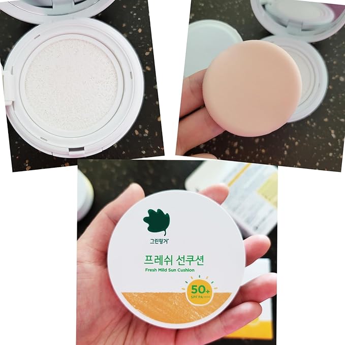Aloe&ampBaobao&ampMoringa Fresh Mild Sun Cushion For Green-Finger Sun protection Facial Cushion Pact 12g original product