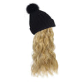 Women Winter Beanie Hat with Wig Big Wavy Curly Hair Extensions Knit ski Snow Cap Attached Party Daily Weddings Wig