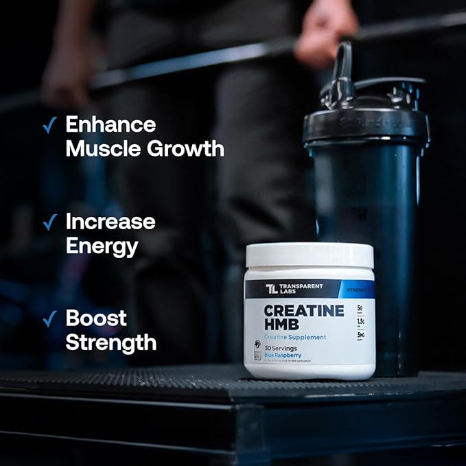 Transparent Labs Creatine HMB - Creatine Monohydrate Powder with HMB for Muscle Growth Increased Strength Enhanced Energy Output and Improved Athletic Performance - 30 Servings Unflavored