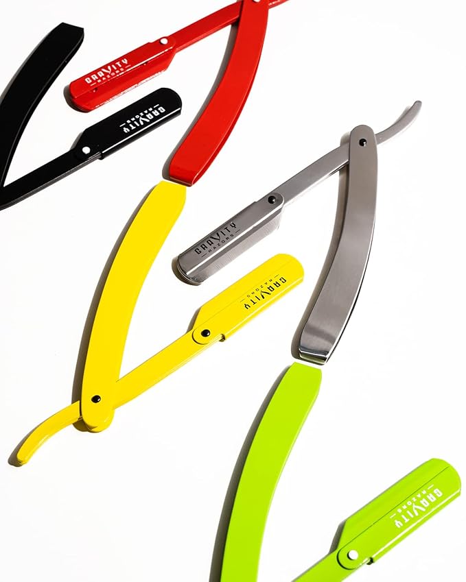 GRAVITY RAZORS Professional Straight Razor Kit ? Minimal Exposure Includes 10 Premium Blades 0.5mm Exposed Black