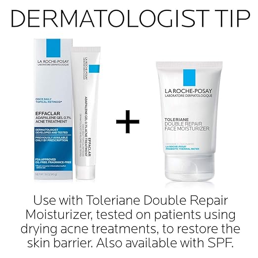 La Roche-Posay Effaclar Adapalene Gel 0.1% Acne Treatment Retinoid Cream Acne Medication Gel For Blackheads &amp Whiteheads Oil Free Helps Clear And Prevent Blemishes &amp Clogged Pores