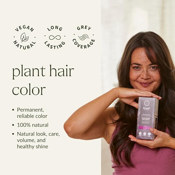 khadi DARK BROWN Natural Hair Color - Hair Color for deep shiny dark brown to strong black brown - 100% herbal &amp natural - 3.5 oz