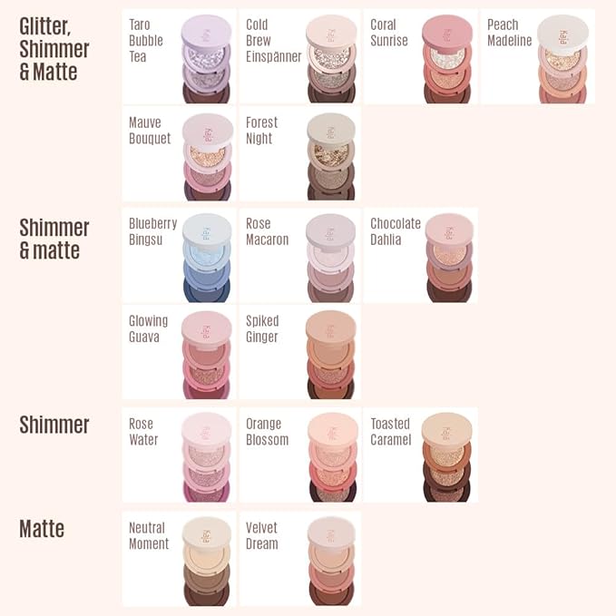 Kaja 3 Colors Eyeshadow - Beauty Bento 07 Glowing Guava | Mosaic Chrome Shimmer Matte finish Cruelty free K-Beauty Mini Palettes Easy Finger Blendable Glitter High Pigmentation 0.03 Oz