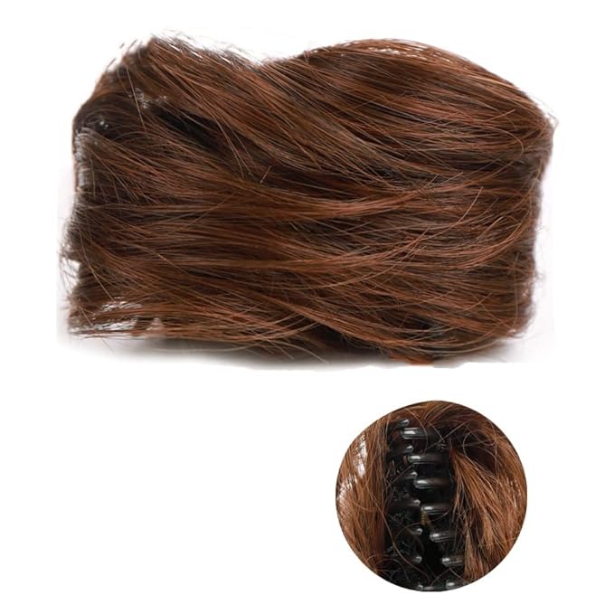messy bun hair piece 1/2 PCS Accessory Updo Hairpieces For Women Girls Mini Claw Synthetic Curly Wavy Hair Bun Extensions Wig Clip in Messy &amp Cat Ears Short bun hair pieces for women ( Color : FB0