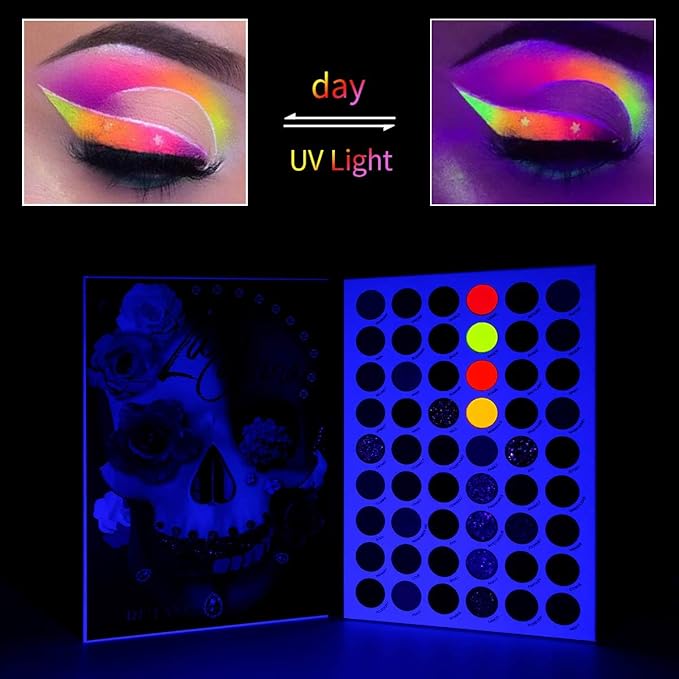 DE'LANCI Big Colorful Eyeshadow Palette Professional 54 Color Board Eye Shadow Bright Neon Glitter Matte Shimmer Makeup Pallet Highly Pigmented Powder EyeShadow for Women Girl Halloween Christmas Gift
