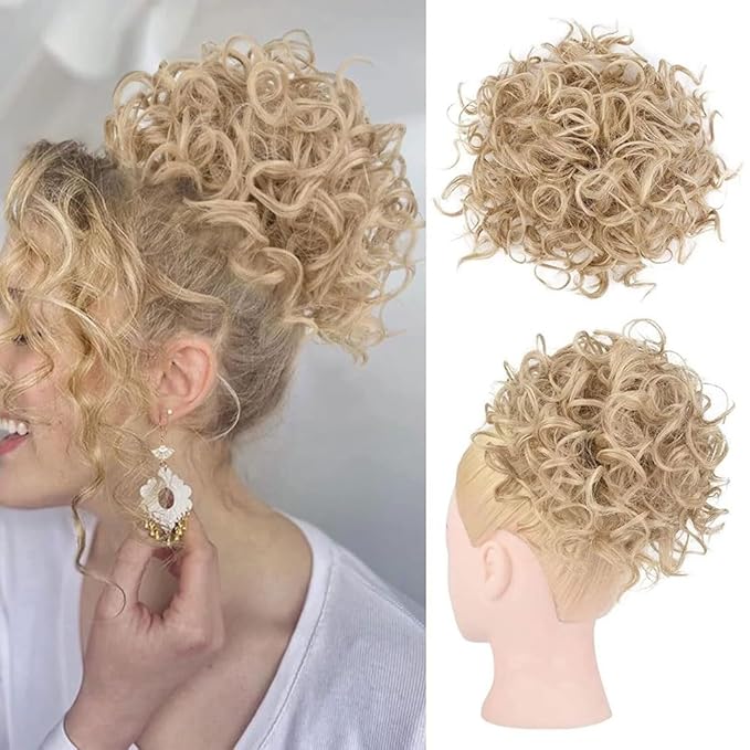 Hair Accessories Ladies Fashion Wig Fluffy Curly Hair Bun Short Curly Hair Comb Ball Head Ponytail Hair Extension Synthetic Hair Bun Hair Pieces For Women(03)