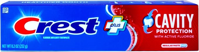 Crest Fluoride Cavity Protection Toothpaste 8.2 Ounce Regular Paste Bulk Toothpaste Prevents Cavities Before They Start (8 Pack)