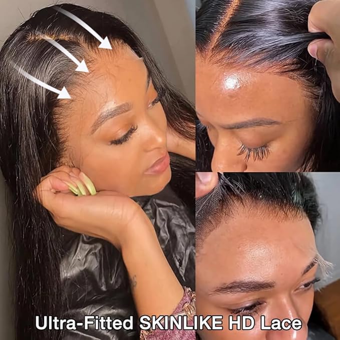BELE 13x4 Lace Front Wigs Human Hair 24 Inch 200% Density Pre Plucked Brazilian Virgin Straight Skinlike Real Hd Lace Frontal Wigs Human Hair Glueless Straight Lace Front Wigs for Women Natural Color