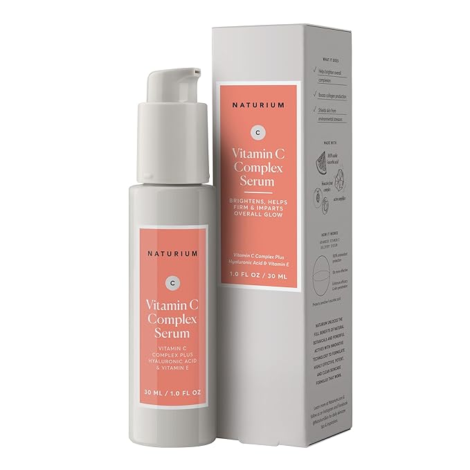 Naturium Vitamin C Complex Face Serum Anti-Aging Facial Treatment with Hyaluronic Acid &amp Vitamin E 1 oz