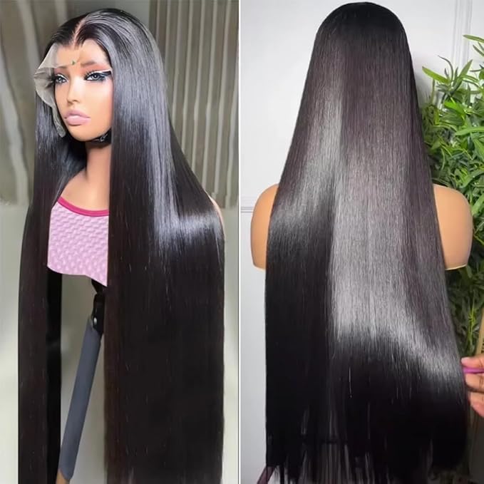 BELE 13x4 Lace Front Wigs Human Hair 24 Inch 200% Density Pre Plucked Brazilian Virgin Straight Skinlike Real Hd Lace Frontal Wigs Human Hair Glueless Straight Lace Front Wigs for Women Natural Color