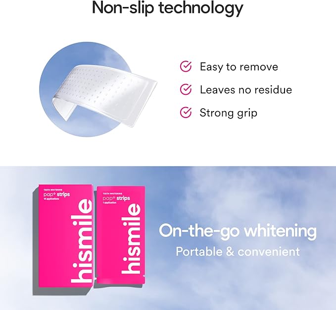 Hismile Teeth Whitening Strips for Sensitive Teeth Peroxide Free Dental White Strips Kit 28 Strips 14 Treatments